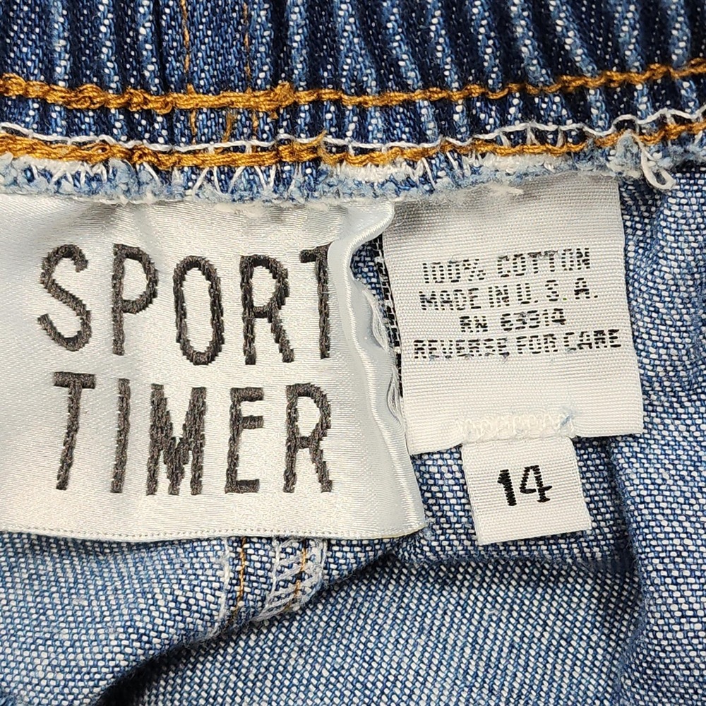 Vintage Sport Timer Skirt Womens 14 Blue Denim Maxi Pull On Drawstring Pockets - Picture 4 of 9